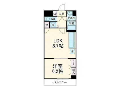 ランデージ津田沼(1LDK/3階)の間取り写真