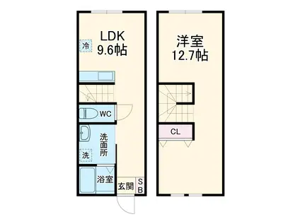 ハーミットクラブハウスCHEVAL(1LDK/1階)の間取り写真