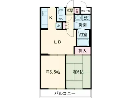 ホーユウパレス青梅(2DK/5階)の間取り写真