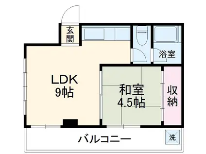 浅見ビル(1LDK/4階)の間取り写真
