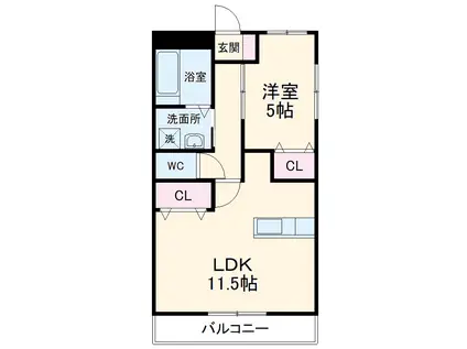 アゼリア大岩(1LDK/2階)の間取り写真