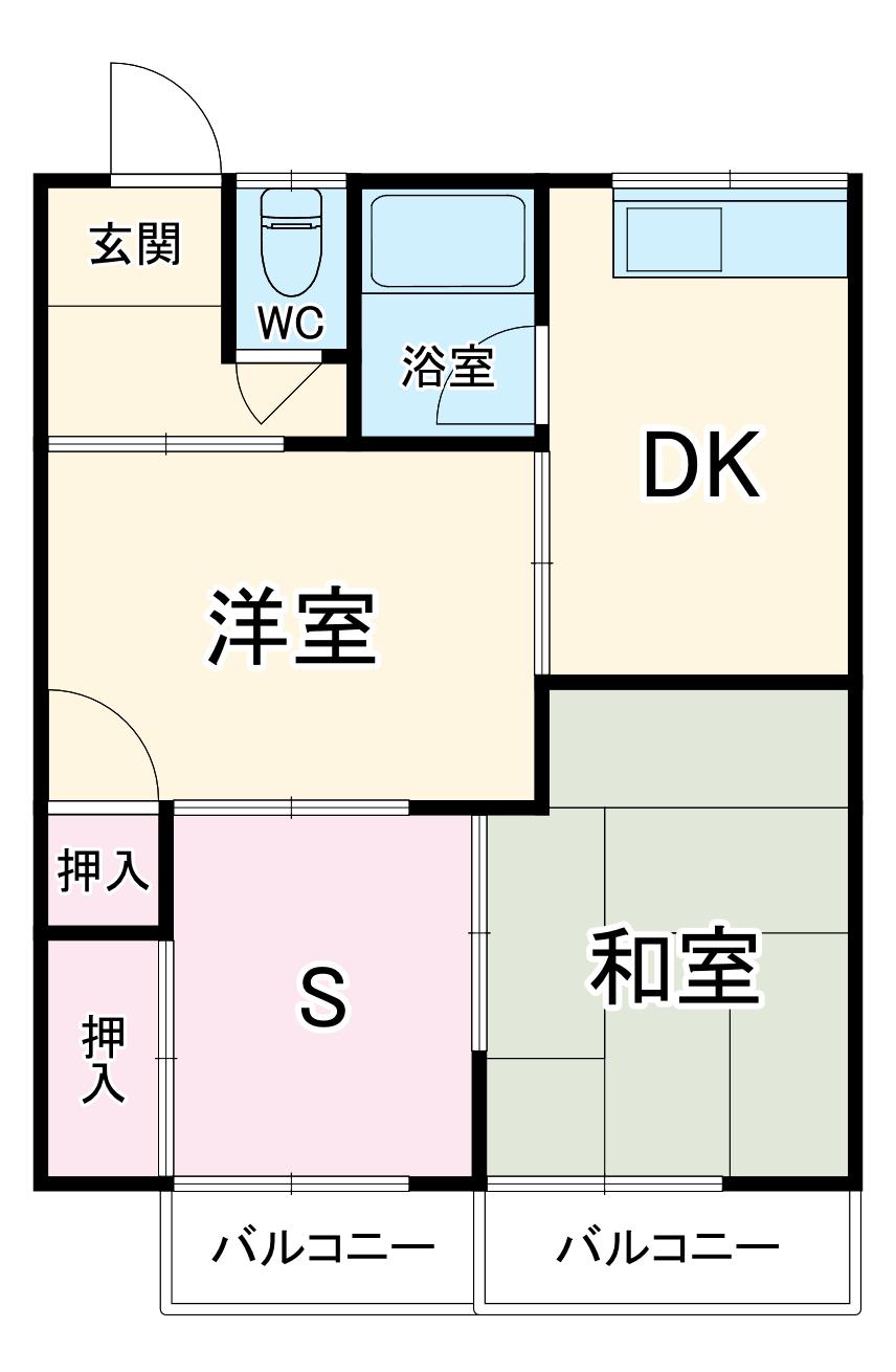 八雲アパート(2SDK/2階)の間取り写真
