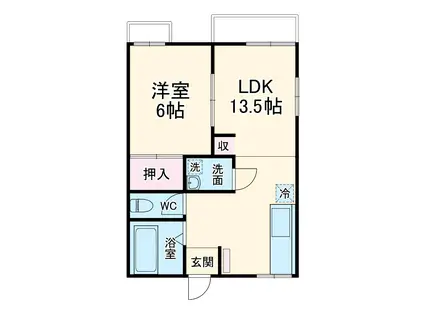 シャンブル土呂A(1LDK/2階)の間取り写真