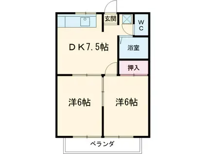 メゾンリエールⅢ(2DK/2階)の間取り写真