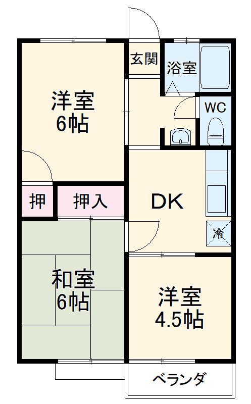エクセランC(3DK/2階)の間取り写真