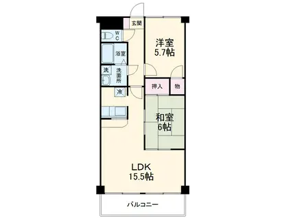 サンプレミール浦和(2LDK/2階)の間取り写真