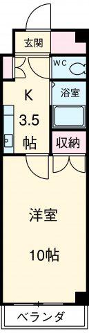 グランドハイツ豊山Ⅰ(1K/2階)の間取り写真