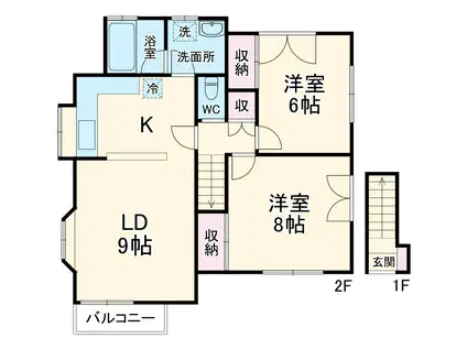 東葉高速鉄道 東海神駅 徒歩7分 2階建 築32年(2LDK)の間取り写真