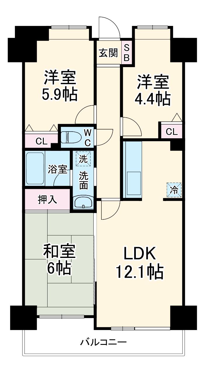 ライオンズマンション南浦和第2(3LDK/5階)の間取り写真