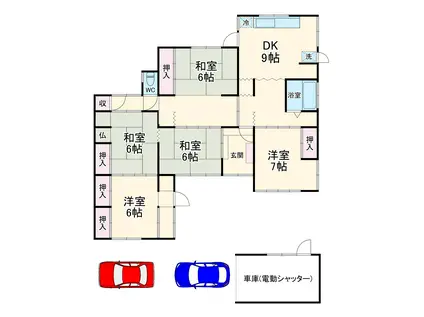 近鉄名古屋線 川原町駅 徒歩14分 1階建 築78年(5DK)の間取り写真