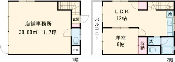 コンフォート南成瀬(1LDK/1階)の間取り写真
