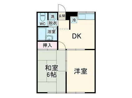 エステートピアマルイⅠ(2DK/1階)の間取り写真