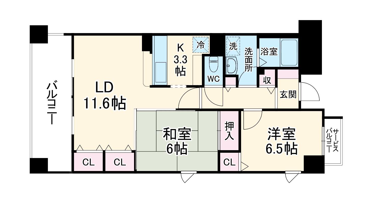 メゾン油小路(2LDK/7階)の間取り写真