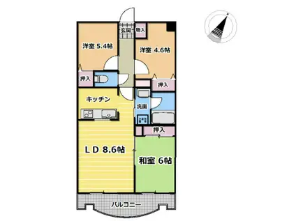 クオリアテラス千人町(3LDK/2階)の間取り写真