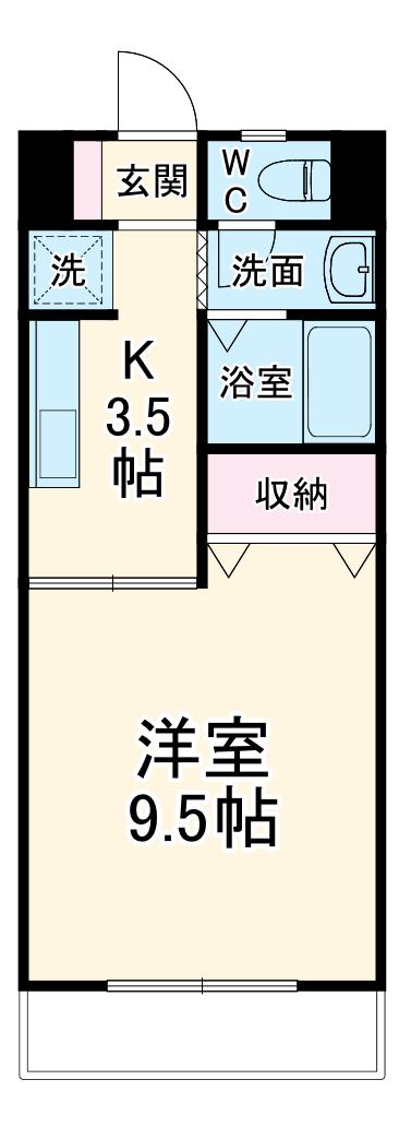 SエステートⅡ(1K/3階)の間取り写真