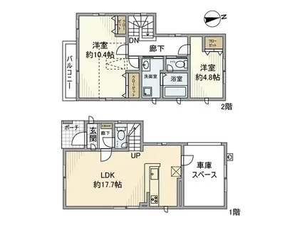 中央本線 立川駅 バス乗車時間：34分 三晴橋バス停で下車 徒歩3分 2階建 築5年(2LDK)の間取り写真