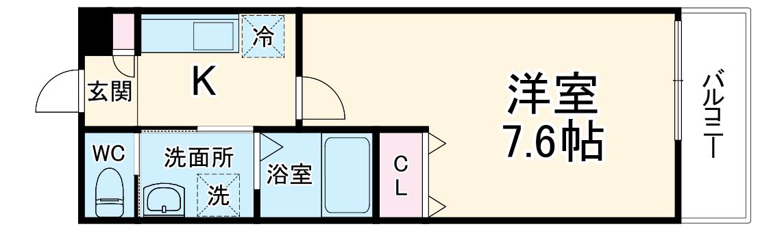 ALEGRIA古川橋Ⅱ(1K/3階)の間取り写真