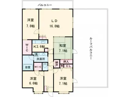 ポレスターブロードシティ真岡(4LDK/7階)の間取り写真