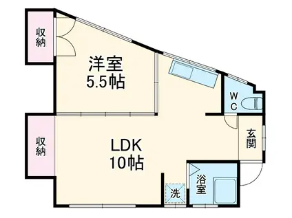 オレンジモード(1LDK/2階)の間取り写真