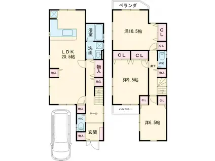 阪急電鉄京都線 西山天王山駅 徒歩19分 2階建 築1年(3LDK)の間取り写真