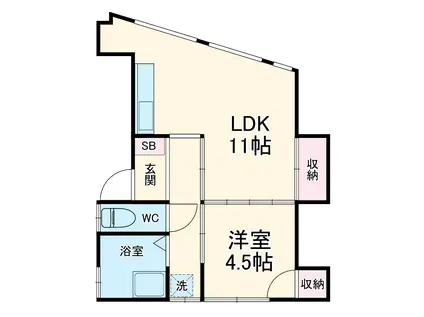 オレンジモード(1LDK/2階)の間取り写真