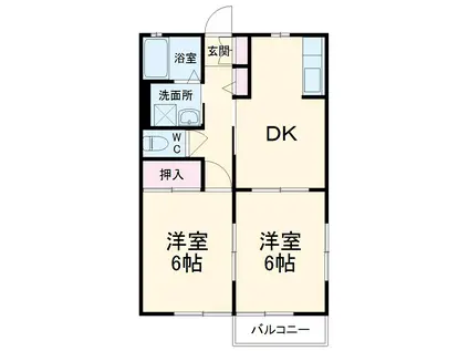 ラグナガーデン(2DK/2階)の間取り写真