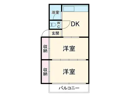 竹谷マンション(2K/3階)の間取り写真