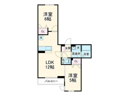 ブリーズコースト A(2LDK/2階)の間取り写真
