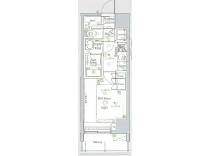 グラントゥルース巣鴨(1K/6階)の間取り写真