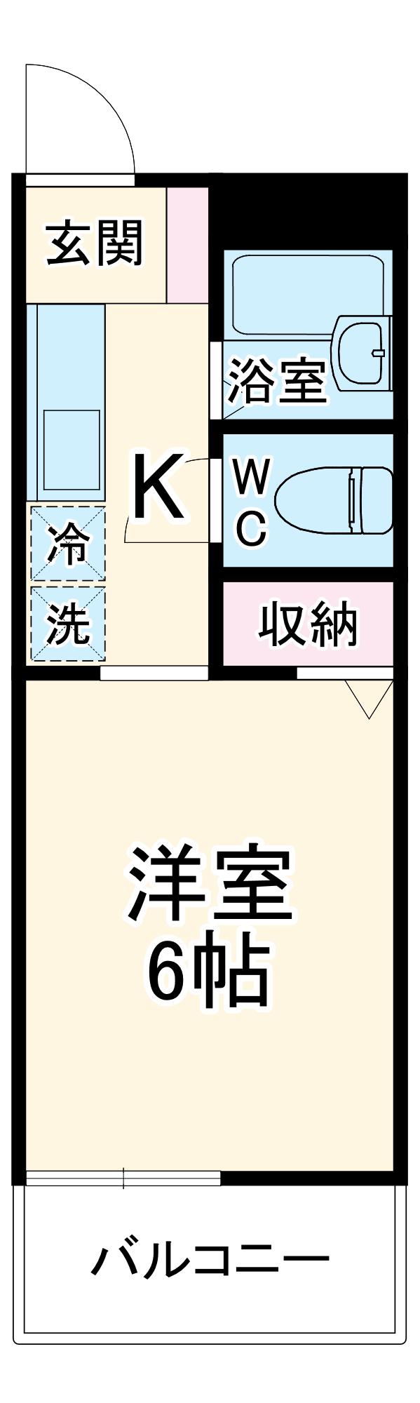 WINGウエスト(1K/2階)の間取り写真