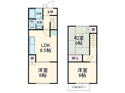 ハイツボンネビル(3DK)の間取り写真