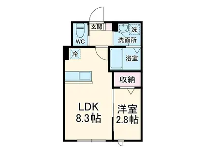 KEIAI RESIDENCE 勝田台(1LDK/3階)の間取り写真