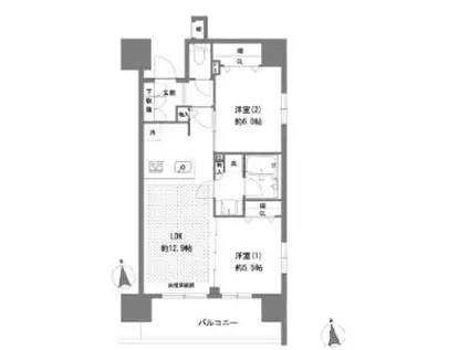 ラグゼナ八王子横山町(2LDK/6階)の間取り写真