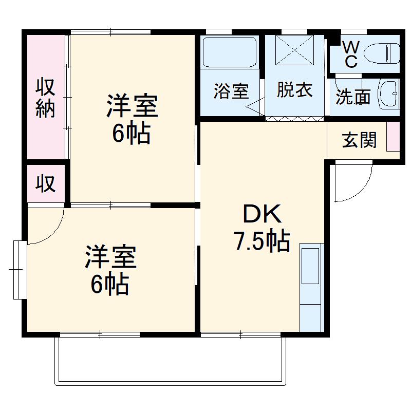 コーポ若葉Ⅱ(2DK/3階)の間取り写真