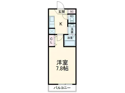 サンモール蕨(1K/2階)の間取り写真
