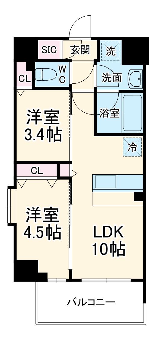 スプランディッド9(2LDK/8階)の間取り写真