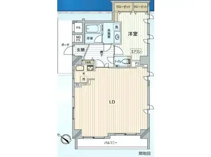 グランドパーク代々木(1LDK/11階)の間取り写真