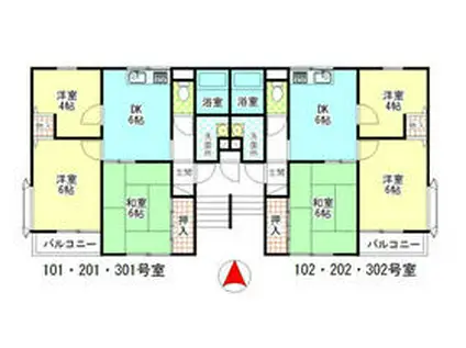 カサベルテ・ハラシマ(3DK/3階)の間取り写真