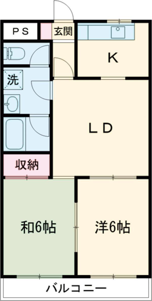 ハイツブルーアイ(2DK/2階)の間取り写真