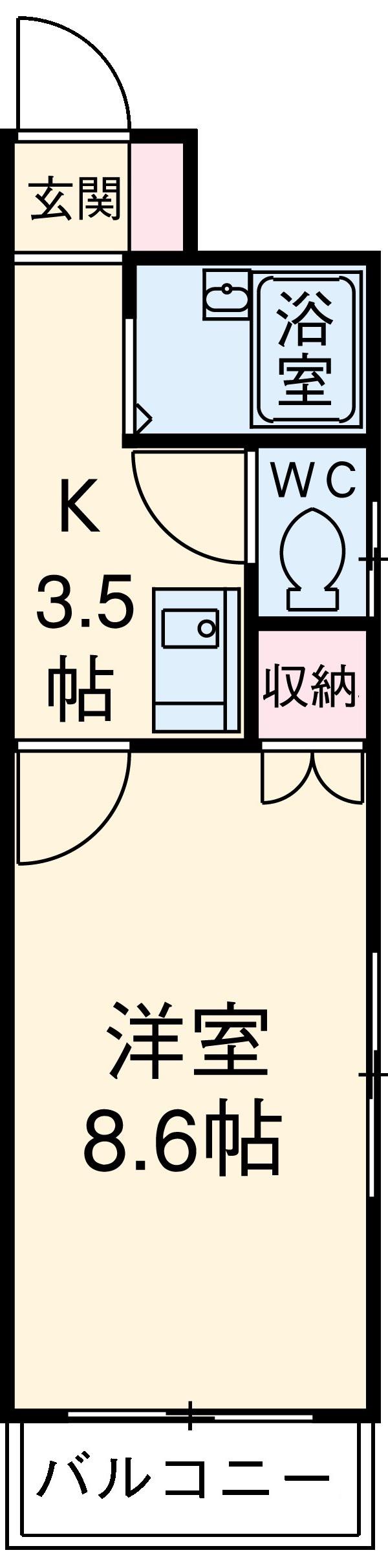 GATHERK(1K/2階)の間取り写真