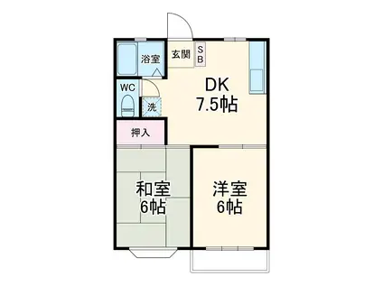 ハートランドビューラー(2DK/2階)の間取り写真