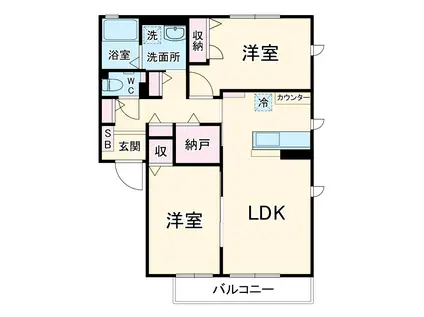 TEAR LA 有東(2LDK/2階)の間取り写真