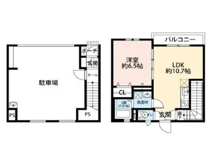 エスパース恋ヶ窪BASEⅡ(1LDK/1階)の間取り写真