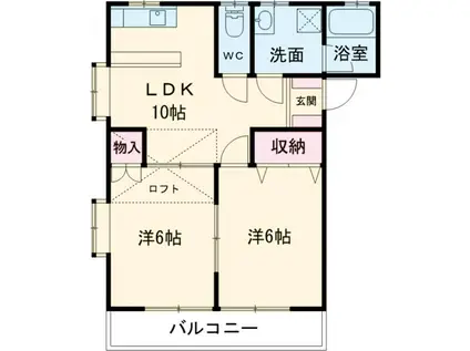 ハイツF2(2LDK/2階)の間取り写真