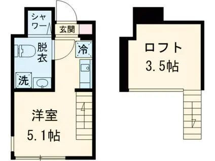 ハーモニーテラス仲宿Ⅴ(ワンルーム/2階)の間取り写真
