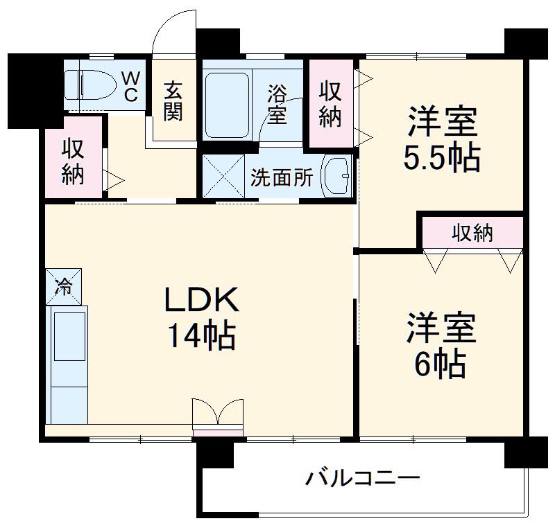 汐見台団地1407号棟(2LDK/4階)の間取り写真