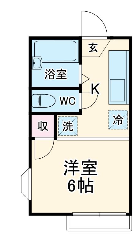 フレグランス東林間(1K/2階)の間取り写真