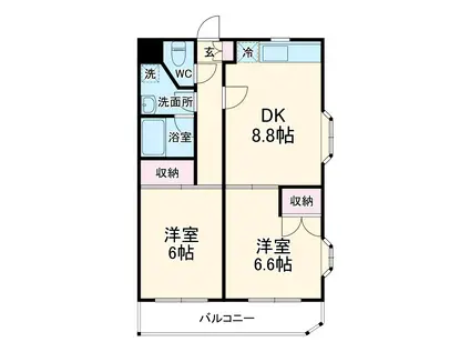 チェリーヒルズNO3(2DK/1階)の間取り写真