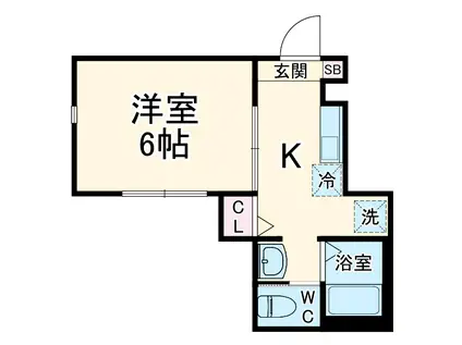 ベレガンス松戸Ⅴ(1K/1階)の間取り写真