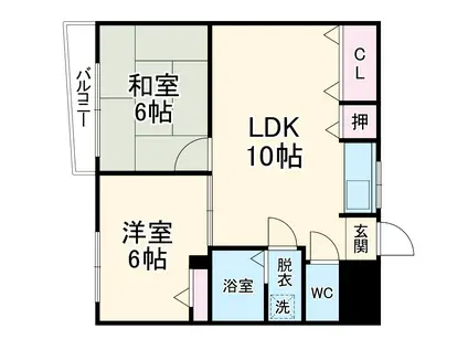 朱雀ハイツ(2LDK/7階)の間取り写真
